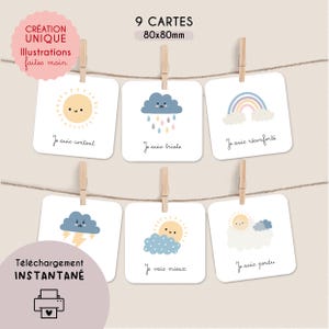 Printable Emotion Weather Cards | Montessori Educational Cards, Emotion Management: Anger and Joy, Child Psychology Game | PDF