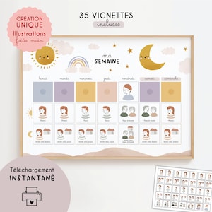 Calendrier Garde Alternée Enfant à Imprimer | Planning Semaine Papa Maman, se repérer temps, Semainier Montessori, Calendrier Perpétuel PDF