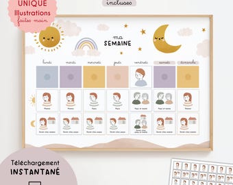 Printable Shared Custody Calendar | Weekly Planner for Mom and Dad, Time Management, Montessori Weekly Planner, Perpetual Calendar PDF