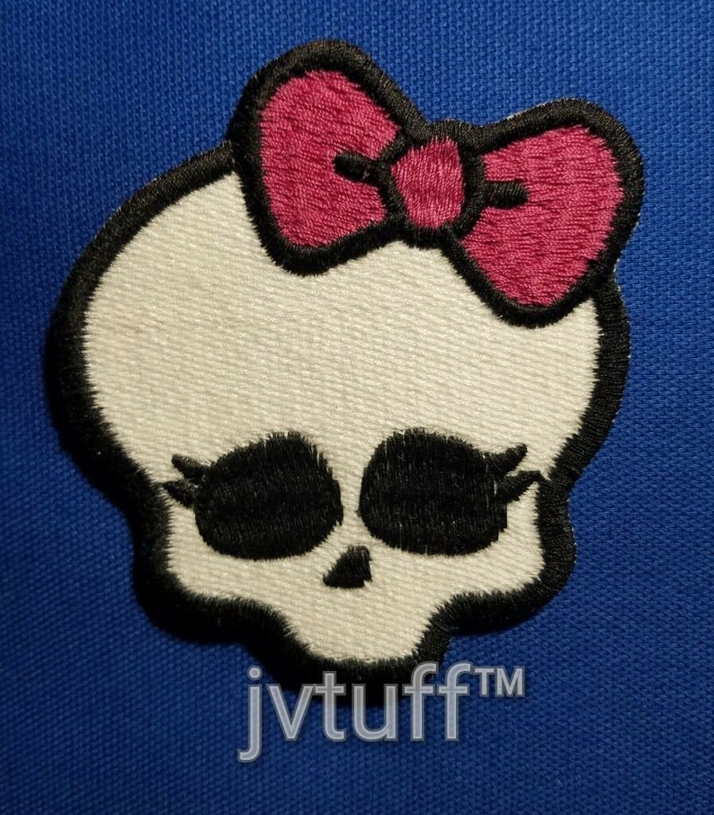 Monster High Skull With Magenta Bow Patch Embroidered Iron on Etsy