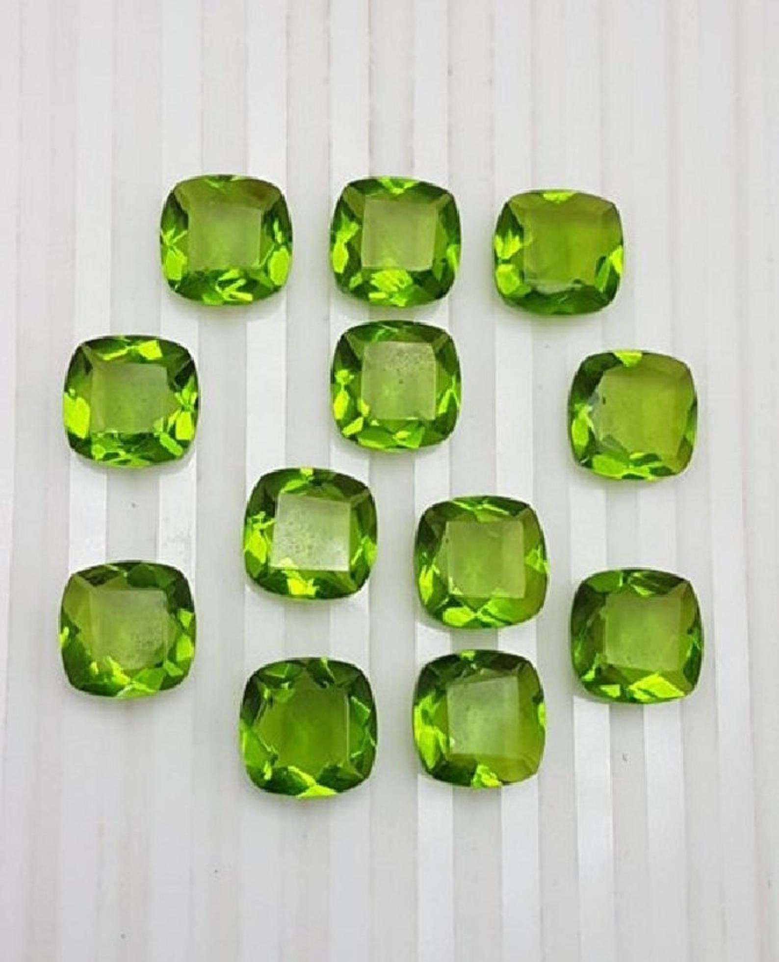 Natural Peridot Cushion Faceted Cut Peridot Gemstone Loose | Etsy