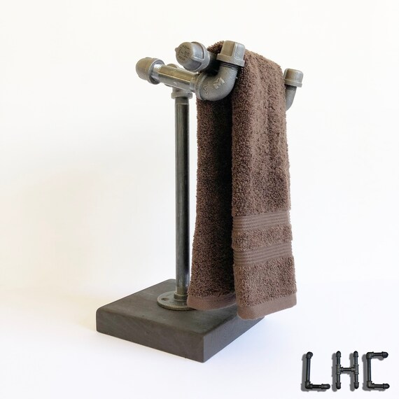Rustic Industrial Pipe Standing Countertop Towel Holder W Etsy