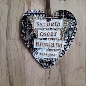 Sympathy/Memorial/Tribute/Personalized/Add a Keepsake Heart to a Sympathy Card you send- STYLE 4  &quot;FULL Name with DATES.