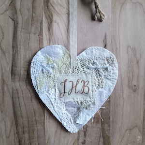 Monogram/Personalized/Shabby Chic/Add a Keepsake Heart to a Greeting Card you send  - KEEPSAKE HEART with &quot; Monogram&quot;