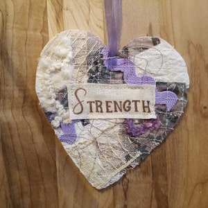 Words Of Faith Keepsake Heart/Add a Keepsake Heart to Greeting Card you send  - &quot;STRENGTH&quot;
