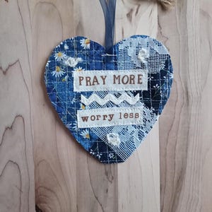 Words Of Faith Keepsake Heart/Add a Keepsake Heart to a Greeting Card you send - "Pray More - Worry Less"