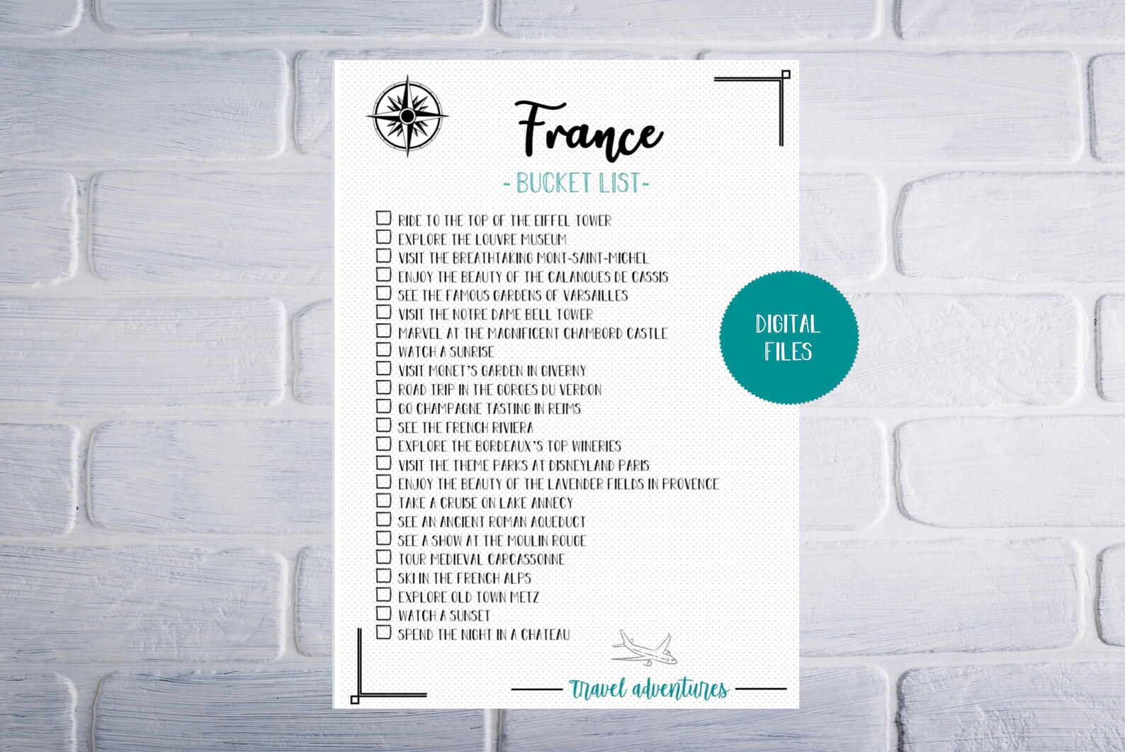 PRINTABLE France Bucket List Etsy