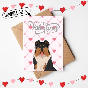 Biglietto d'auguri digitale stampabile per San Valentino con cane Rough Collie 5X7, mamma di Rough Collie, regalo per Rough Collie, amante dei Rough Collie