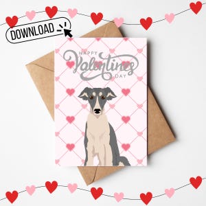Silken Windhound Dog Valentines Day Digital Printable 5X7 Greeting Card, Windhound Mom, Windhound Gift, Windhound Lover
