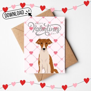 Silken Windhound Dog Valentines Day Digital Printable 5X7 Greeting Card, Windhound Mom, Windhound Gift, Windhound Lover