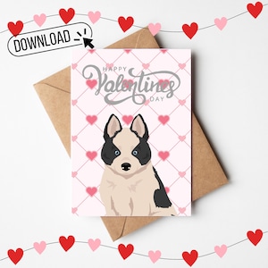 Yakutian Laika Dog Valentines Day Digital Printable 5X7 Greeting Card, Laika Mom, Laika Gift, Laika Lover