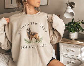 Belgian Tervuren Dog Social Club Unisex Heavy Blend Crewneck Sweatshirt, Belgian Dog Mom Gift
