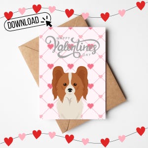 Papillon hond Valentijnsdag digitale afdrukbare 5 x 7 wenskaart, Papillon moeder, Papillon cadeau, Papillon minnaar