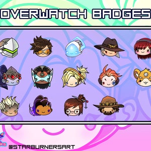 Huge Overwatch Badge and Emote Bundle of 14 for Twitch, Discord, Youtube