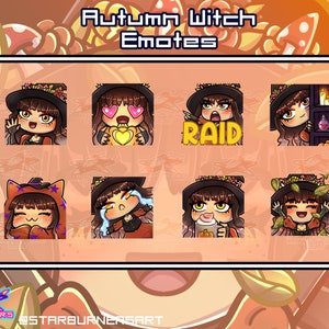 Cozy Cottagecore Autumn Witch Emote Bundle for Twitch, Discord and Youtube