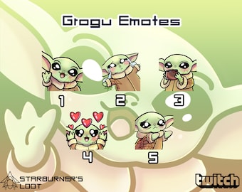Set di emote Mandalorian Baby Grogu per Twitch, Discord e Youtube