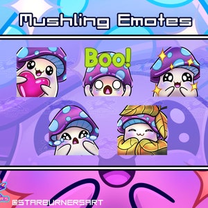 Autumn Purple Mushroom Emote Set for Twitch, Discord and Youtube