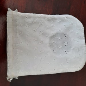 Lovely embroidered stoma bag cover with lace bottom. 9" length. 2" flange. Or 3" flange. Refer to photos on how to measure the flange