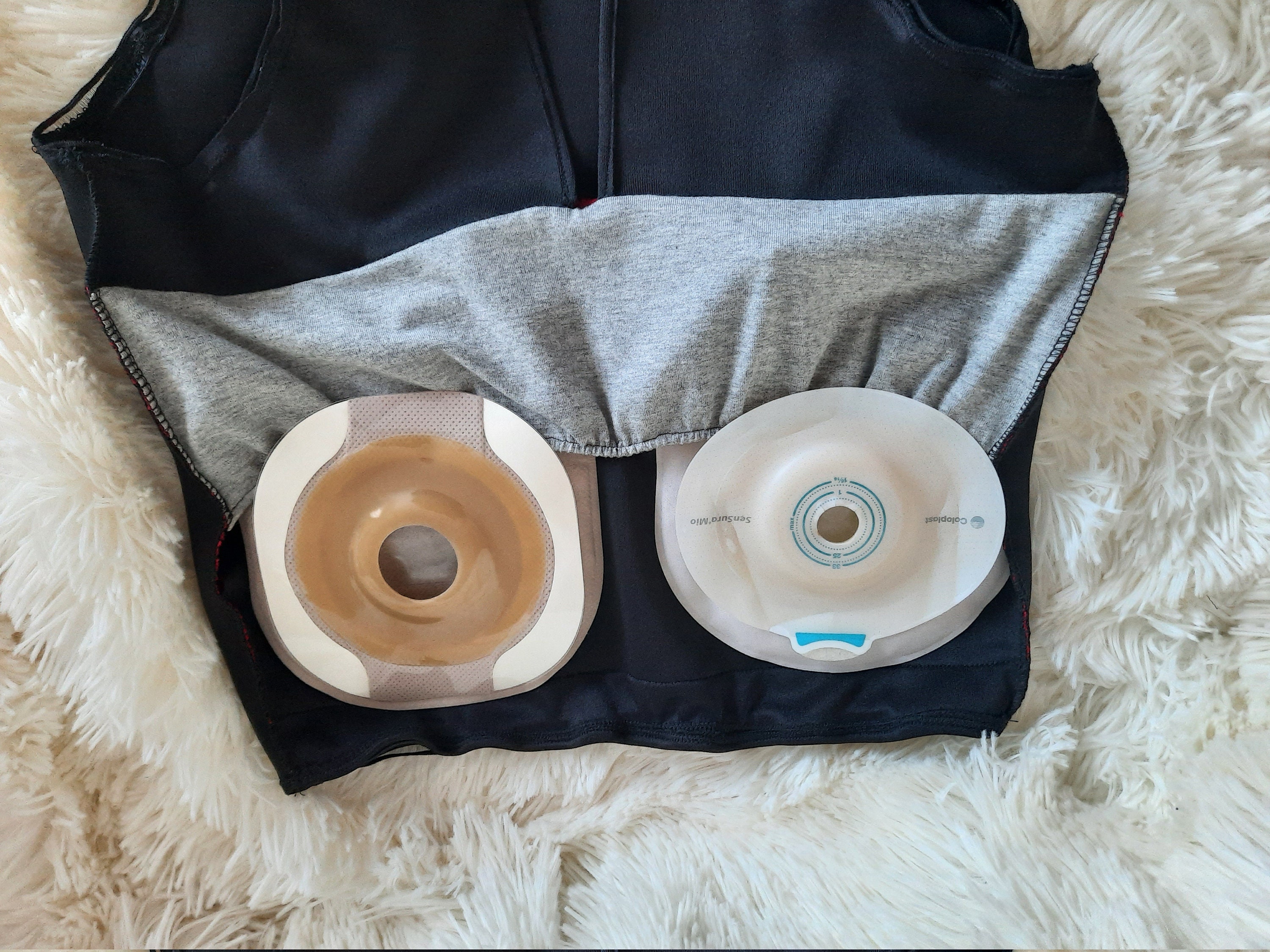 Crotchless Stoma Underwear. Red Lace on Black. Waist Etsy