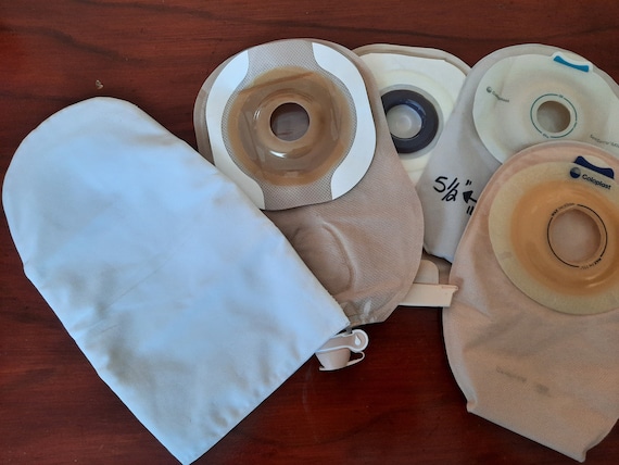 Stoma Bag Cover. White Reversible Open Ended. 10 X 6 X 3 Flange. Ileostomy,  Urostomy, Colostomy. Stoma Fashion, Ostomy Covers 