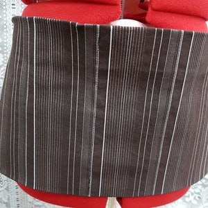 Stoma waist band. Brown pinstripe. Choose your width.Great for Night time protection or intimate moments. Keyhole for urostomy tap