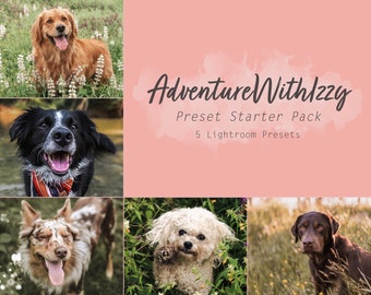 AdventureWithIzzy Preset Starter Pack (5 Desktop und Mobile Lightroom Presets für Instagram, Haustiere, Hunde, Katzen)
