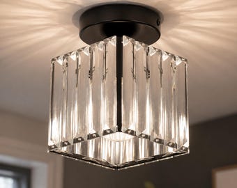Modern Crystal Flush Mount Ceiling Light Fixture – Luxury LED Hallway Lighting