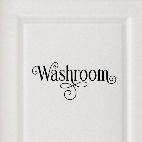 Ornamental Washroom Vinyl Decal - Washroom Sticker - Washroom Door Decal - Washroom Wall Decal - Bathroom Decal - Powder Room Decal - Sign