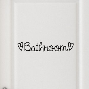 Cute Bathroom Hearts Vinyl Decal - Bathroom Sticker - Bathroom Door Decal - Bathroom Wall Decal - Bathroom Sign -Washroom Decal -Powder Room
