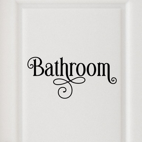 Ornamental Bathroom Vinyl Decal - Bathroom Sticker - Bathroom Door Decal - Bathroom Wall Decal - Washroom Decal - Powder Room Decal - Sign