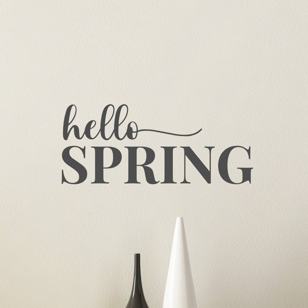 Hello Spring Cursive w/ Tail Vinyl Decal - Hello Spring Vinyl Sticker - Hello Spring Sticker - Hello Spring Decal - Hello Spring Sticker