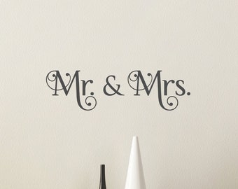 Scrolling Mr. & Mrs. Vinyl Decal - Mr. and Mrs. Sticker - Wedding decal - Wedding Sticker - Mr and Mrs Wall Sticker - Mr and Mrs Door Decal