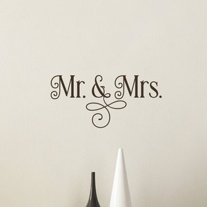 Ornamental Mr. & Mrs. Vinyl Decal - Mr. and Mrs. Sticker - Wedding decal - Wedding Sticker - Mr and Mrs Wall Sticker - Mr and Mrs Door Decal
