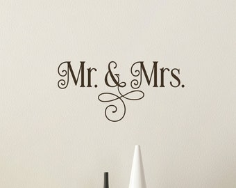 Ornamental Mr. & Mrs. Vinyl Decal - Mr. and Mrs. Sticker - Wedding decal - Wedding Sticker - Mr and Mrs Wall Sticker - Mr and Mrs Door Decal