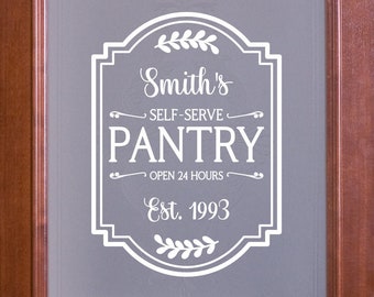 Custom Pantry Decal - Custom Pantry Sticker - Customizable Pantry Door Decal - Customizable Pantry Door Sticker - Kitchen Decal