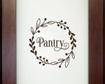 Ornamental Kitchen Pantry Decal - Kitchen Pantry Sticker - Food Pantry Door Label - Food Pantry Door Sticker - Kitchen Door Decal - Pantry