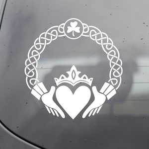 Claddagh Ring Friendship Loyalty Love Vinyl Decal - Claddagh Sticker - Claddagh Car Decal - Claddagh Door Decal - Claddagh Sign - Claddagh