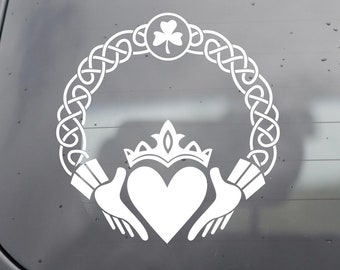 Claddagh Ring Friendship Loyalty Love Vinyl Decal - Claddagh Sticker - Claddagh Car Decal - Claddagh Door Decal - Claddagh Sign - Claddagh