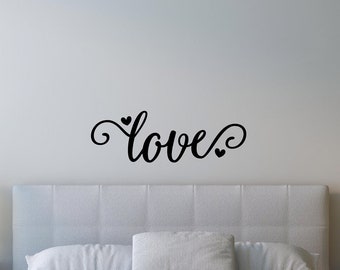 Cursive Love Heart Vinyl Decal - Love Car Decal - Love Sticker - Love Wall Sticker - Love Wall Vinyl Decal - Cursive Love Laptop Sticker