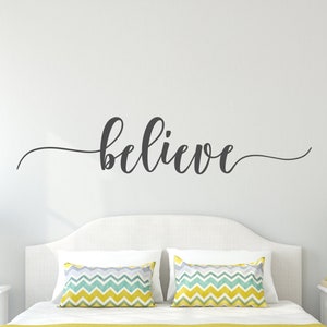 Script Believe with Tails Decal - Believe Car Decal - Believe Sticker - Believe Wall Vinyl Decal - Believe Laptop Sticker -Believe Mug Decal
