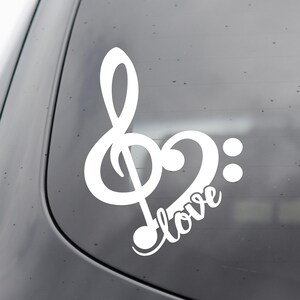 Treble Bass Clef Heart Vinyl Decal - Music Decal - Music Car Decal - Music Laptop Sticker - Musical Sticker - Singing Decal - Musical Decal