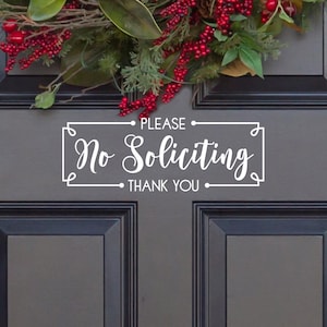 Framed Please & Thank You No Soliciting Vinyl Decal -Please and Thank You No Soliciting Sticker - No Soliciting Window Decal and Wall Decal