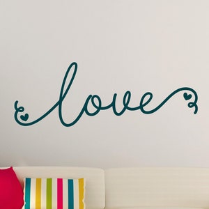 Cursive Love Heart Vinyl Decal Love Car Decal Love Sticker Love Wall Sticker Love Wall Vinyl Decal Cursive Love Laptop Sticker image 2