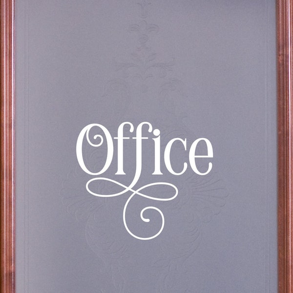 Ornamental Office Vinyl Decal - Office Sticker - Office Decal - Office Wall Decal - Office Door Decal - Office Room Decor - Office Label