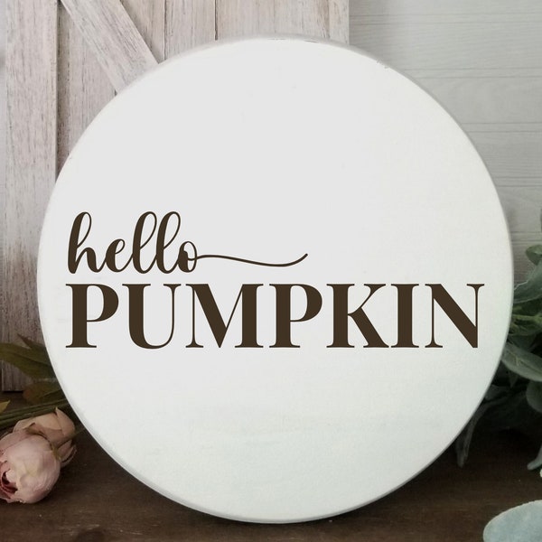 Hello Pumpkin Cursive w/Tail Stacked Vinyl Decal - Hello Pumpkin Vinyl Sticker - Hello Pumpkin Sticker - Hello Pumpkin Decal - Hello Fall