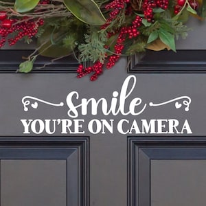 Smile You're On Camera Vinyl Decal - Smile You're On Camera Vinyl Sticker - Area Under Surveillance Decal - Video Surveillance Sticker