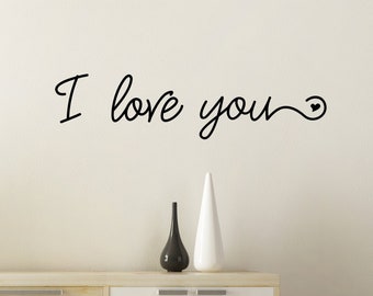 Whimsical I Love You Vinyl Decal - I Love You Wall Decal - I Love You Sticker - I Love You Home Decor - I love You picture decal -Wall Mural