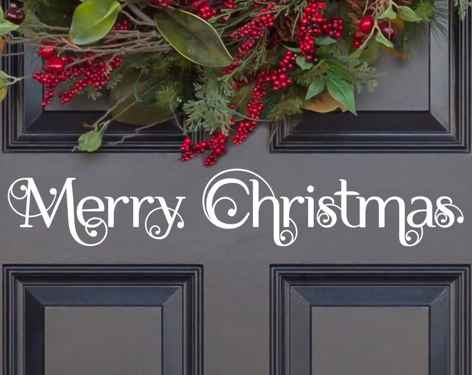 Scrolling Merry Christmas Vinyl Decal Merry Christmas Vinyl Sticker