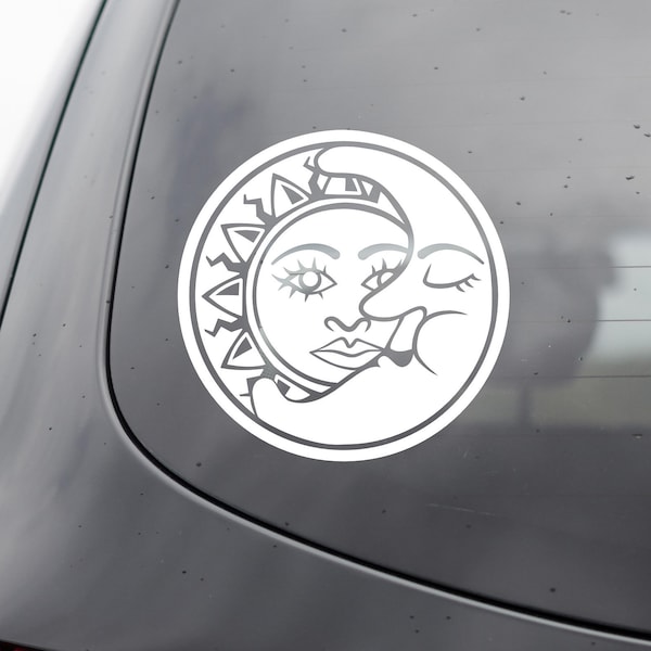 Sun and Moon Circular Badge Vinyl Decal - Celestial Vinyl Decal - Sun Sticker - Moon Sticker - Celestial Sticker - Sun Decal - Moon Decal