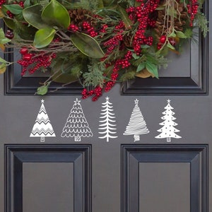 Five Christmas Trees Decal - Five Christmas Trees Sticker - Christmas Trees Door Decal - Christmas Trees Wall Decal - Christmas Trees Sign